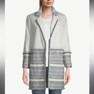 Chico’s Cotton Eyelet Embellished Jacket Size Large